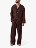 Piglet in Bed Linen Blend Pyjama Trouser Set, Conker Brown