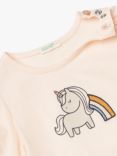 Benetton Baby Unicorn Long Sleeve T-Shirt, Light Powder