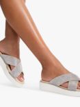 Carvela Glamour Diamante Cross Strap Sandals, Silver
