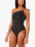 Accessorize One Shoulder Shimmer Swimsuit, Black