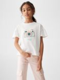 Mango Kids' Capture Embroidered T-Shirt, Natural White