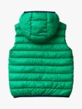 Benetton Kids' Sleeveless Hooded Puffer Jacket, Intense Green