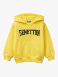 Benetton Kids' Logo Hooded Sweatshirt, Yellow