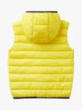Benetton Kids' Contrast Trim Hooded Puffer Gilet, Yellow