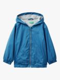Benetton Kids' Lightweight Hooded Rain Jacket, Bluette