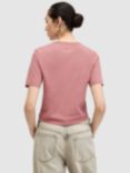 AllSaints Gigi Centre Drawcord T-Shirt, Ash Rose Pink