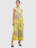 AllSaints Kura Abstract Print Maxi Dress, Zest Lime Green