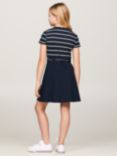 Tommy Hilfiger Kids' Essential Flag Stripe Belted Skater Dress, Desert Sky