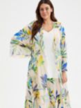 Scarlett & Jo Floral Print Waterfall Neck Kimono, Cream/Blue/Yellow