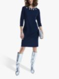 James Lakeland Eyelet Neckline Shift Dress, Navy