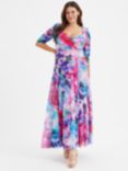 Scarlett & Jo Elizabeth Floral Wrap Neck Maxi Dress, Blue/Pink