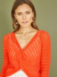 Yumi Crochet Twist Bolero Top, Orange