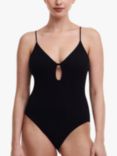 Chantelle Pulp Plunge Neck Textured Swimsuit, Black