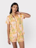 Chelsea Peers Palm Stripe Short Pyjamas, Orange/Multi