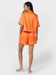 Chelsea Peers Satin Jacquard Palm Short Pyjamas, Orange