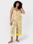 Chelsea Peers Curve Geometric Palm Cami Cropped Pyjama Set, Green