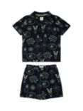 Chelsea Peers Kids' Tropical Holiday Print Shorts Pyjama Set, Navy