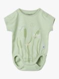 Polarn O. Pyret Baby Organic Cotton Blend Dragonfly Embroidered Bodysuit, Green