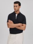 Reiss Finch Knitted Polo Shirt, Navy