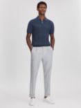 Reiss Tropic Short Sleeve Half Zip Polo Shirt, Blue