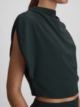 Reiss Sara Drape Detail Cropped Top, Green