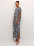 KAFFE Charlotte Animal Print Short Sleeve Maxi Dress, Midnight/Turtledove