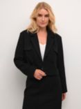 KAFFE Nina Double Breasted Boucle Blazer, Black Deep