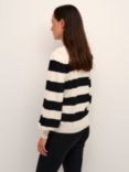 KAFFE Lizza Chunky Stripe Cardigan, Black/Cream