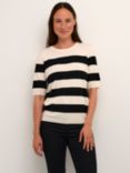 KAFFE Lizza Short Sleeve Striped Knitted Top, Bold Stripe
