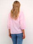 KAFFE Jollia Notch Neck 3/4 Sleeve Blouse, Pink Mist