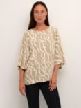 KAFFE Amber Ecovero 3/4 Sleeve Round Neck Blouse