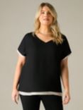 Live Unlimited Curve Layered Sleeve T-Shirt, Black/Stone