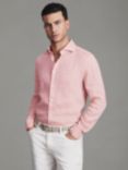 Reiss Ruban Regular Fit Linen Shirt, Flamingo