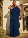 Live Unlimited Curve Ruffle Tiered Maxi Dress, Blue