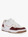 Dune Tainted Leather and Suede Trainers, Bordeaux/White
