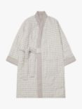 Piglet in Bed Reversible Gingham Linen Housecoat Dressing Gown, Mushroom