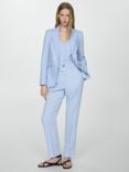 Mango Boreli Linen Blazer, Pastel Blue