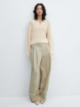 Mango Sauvage Drawstring Jumper, Light Beige