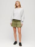 Superdry Tiered Jersey Mini Skirt, Olive Khaki