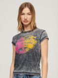 Superdry Fade Rock Graphic Capped Sleeved T-Shirt, Jet Black/Multi