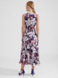 Hobbs Petite Carly Midi Dress, Navy/Pink/Multi