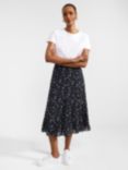 Hobbs Tess Ditsy Floral Print Midi Skirt, Navy/Multi