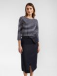 Hobbs Ashleigh Linen Midi Pencil Skirt, Navy