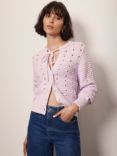 Mint Velvet Cotton Blend Tie Front Cardigan, Lilac