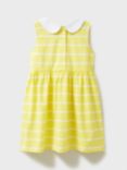 Crew Clothing Kids' Jersey Peter Pan Collar Stripe Dress, Yellow