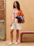 Brora Herringbone Linen Jacket, Coral