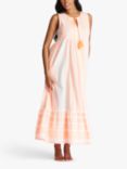 South Beach Tiered Hem Jacquard Maxi Dress, Light Orange/White
