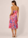 Adrianna by Adrianna Papell Floral Asymmetric Hem Midi Sateen Bandeau Dress, Pink/Multi
