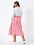 Crew Clothing Amber Floral Skirt, Red Wine