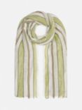 Jigsaw Linen Blend Multi Stripe Scarf, Green/Multi